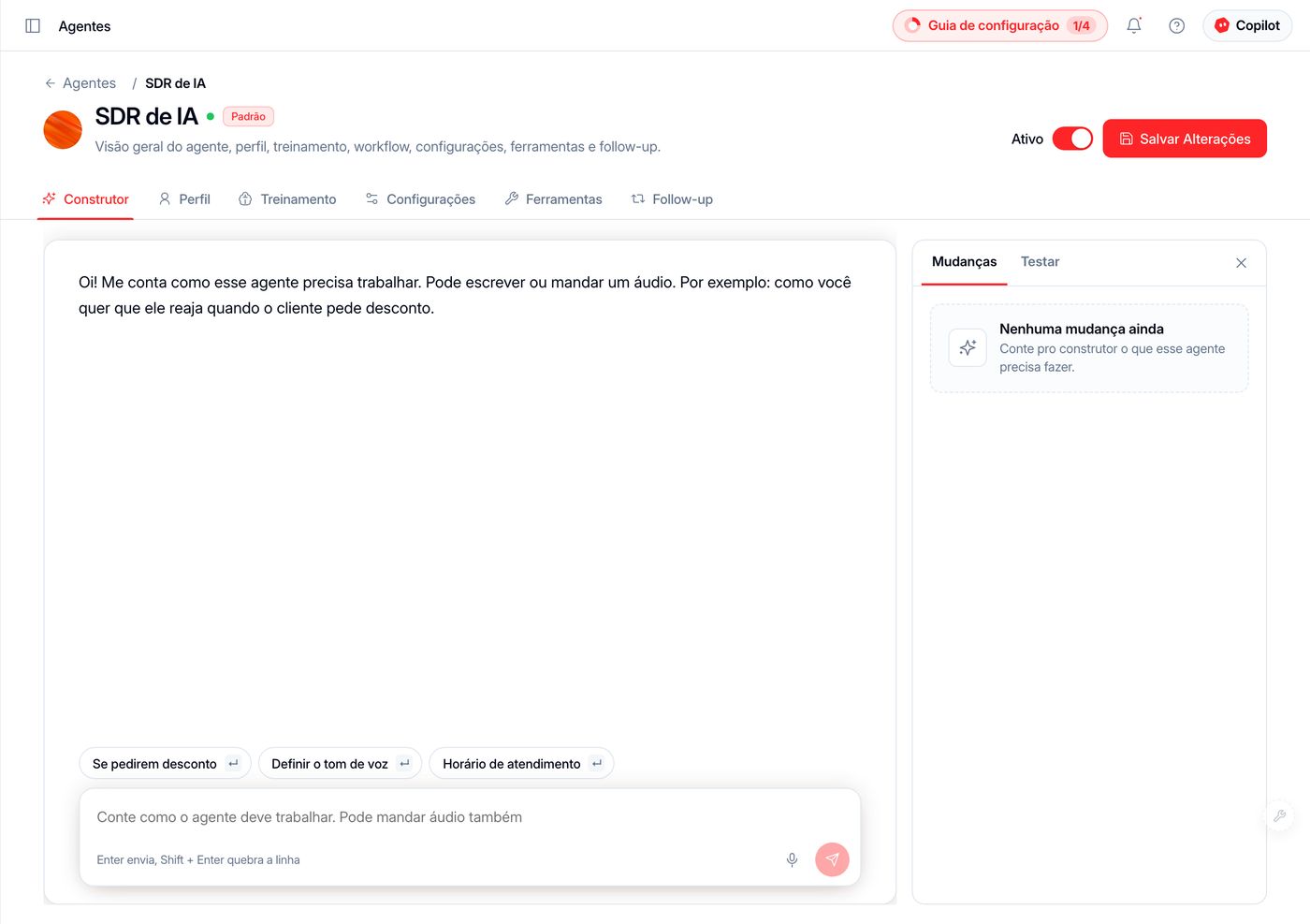Construtor por texto ou áudio